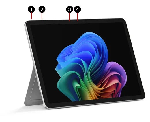 Microsoft Surface Pro 12-inch first edition front view with numbered hardware callouts.